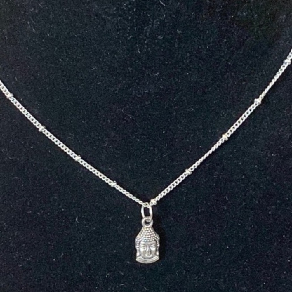 Silver Buddha Choker Necklace • Zen Meditation Spiritual Jewelry • Minimalist